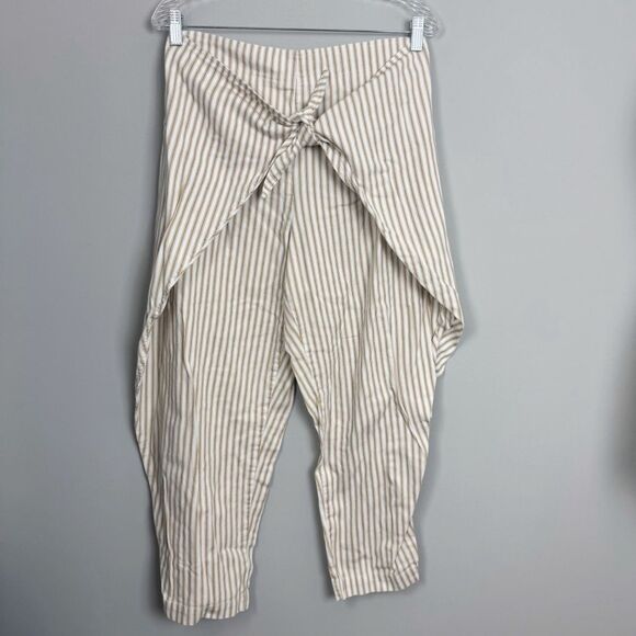 SILENCE + NOISE | UO Striped Cream & Tan Pants with Wrap Women’s Size Medium - Picture 3 of 11